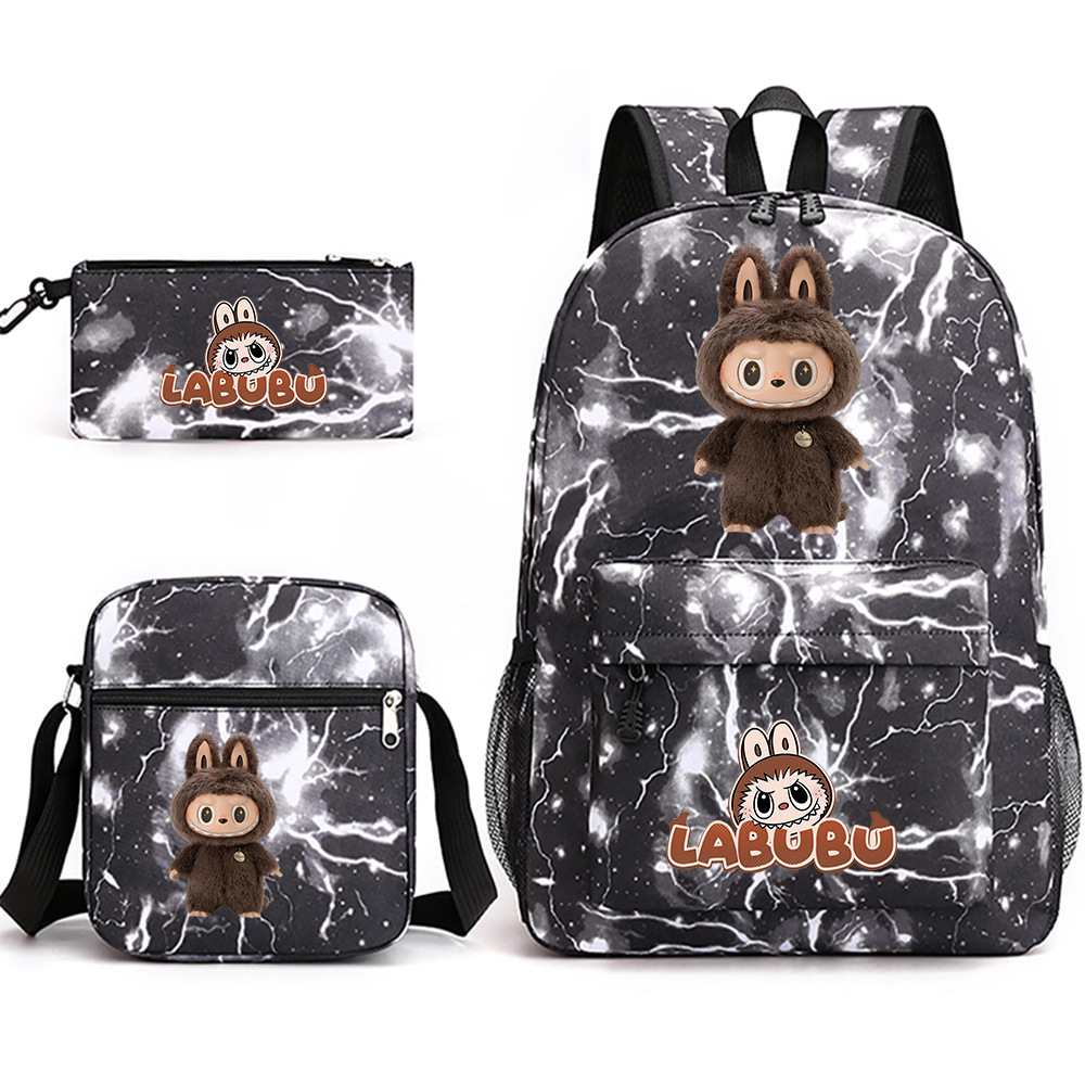 Cross border new hot selling Labubu peripheral printed student backpack backpack shoulder pencil case 3-piece set Cross border new hot selling Labubu peripheral printed student backpack backpack shoulder pencil case 3-piece set