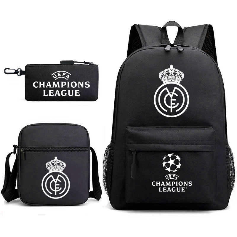 Real Madrid, Chelsea, football fans, surrounding elementary school students, Bayern backpack, large capacity backpack, three piece set