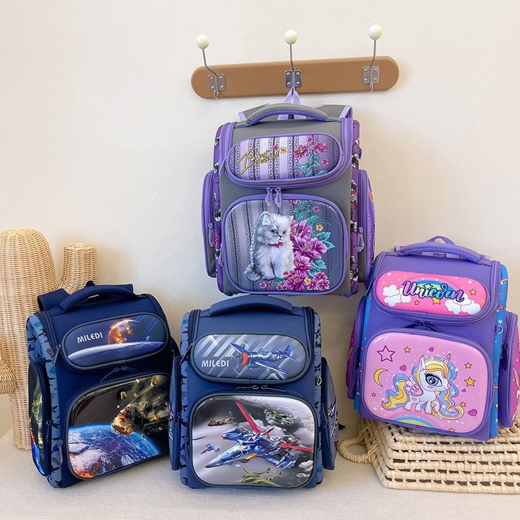 Foreign trade elementary school student backpack, PC hard shell backpack, new Russian full open space bag, large capacity student bag