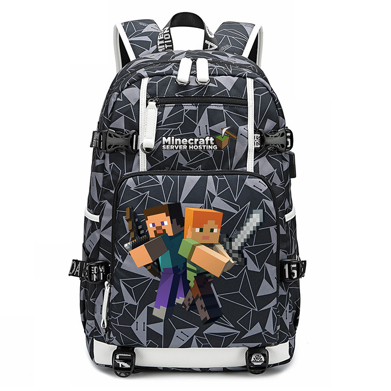 Cross border hot selling Minecraft game peripheral printed backpack outdoor large capacity travel bag Cross border hot selling Minecraft game peripheral printed backpack outdoor large capacity travel bag