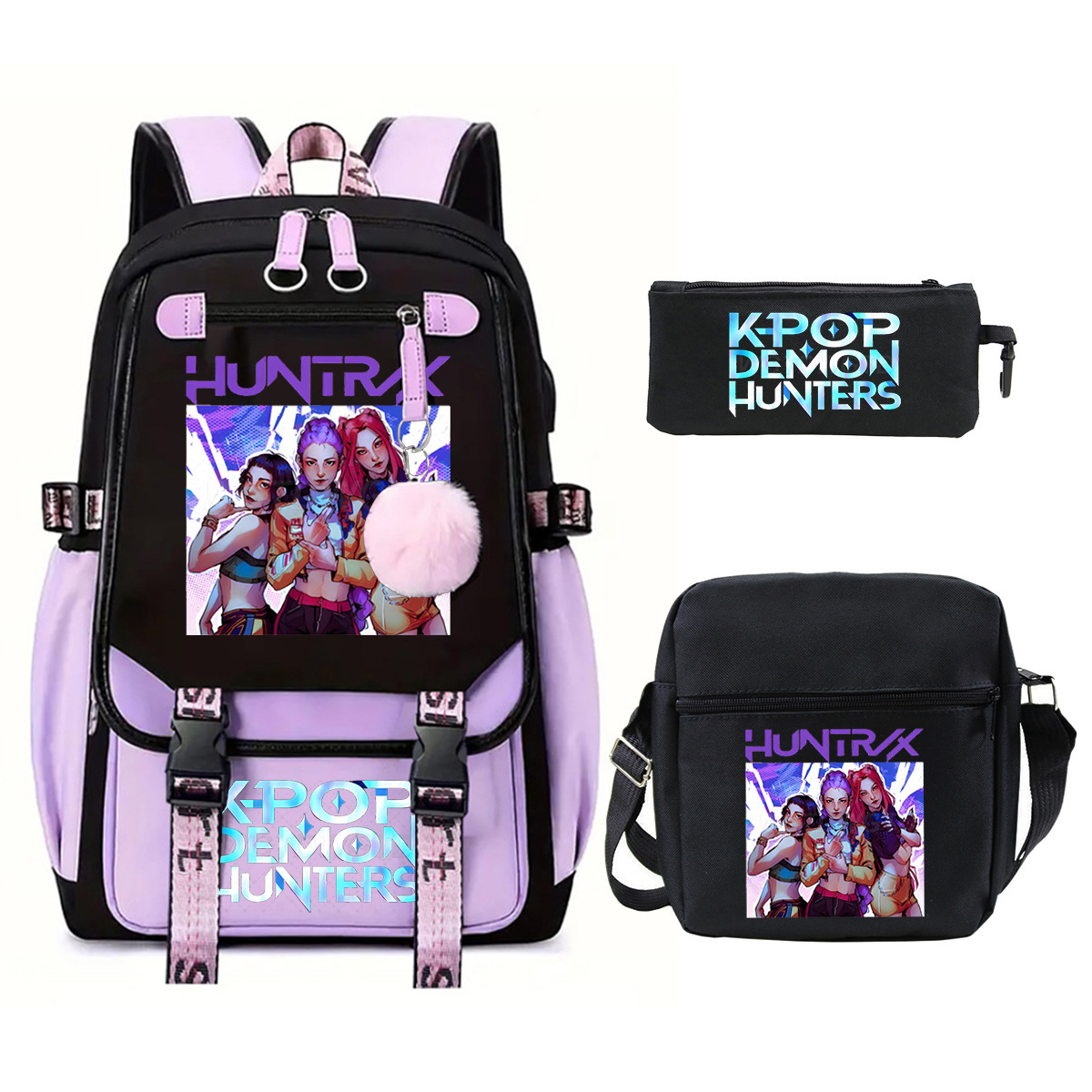 Witch Hunting Squad Printed Children's Fashion Backpack Cross border Large Capacity Casual Backpack Set for Primary and Secondary School Students Witch Hunting Squad Printed Children's Fashion Backpack Cross border Large Capacity Casual Backpack Set for Primary and Secondary School Students