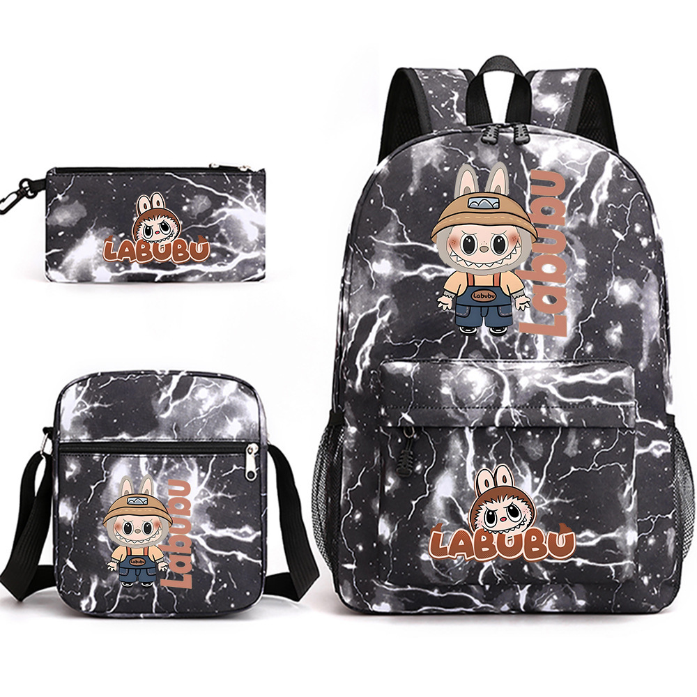 Cross border new hot selling Labubu peripheral printed student backpack backpack shoulder pencil case 3-piece set Cross border new hot selling Labubu peripheral printed student backpack backpack shoulder pencil case 3-piece set