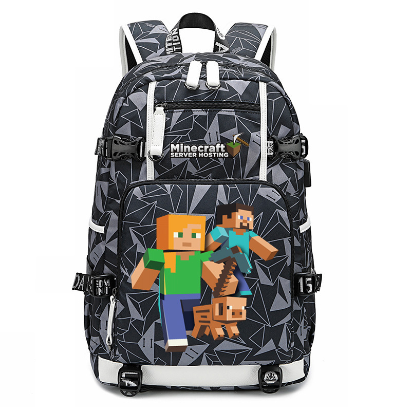 Cross border hot selling Minecraft game peripheral printed backpack outdoor large capacity travel bag Cross border hot selling Minecraft game peripheral printed backpack outdoor large capacity travel bag