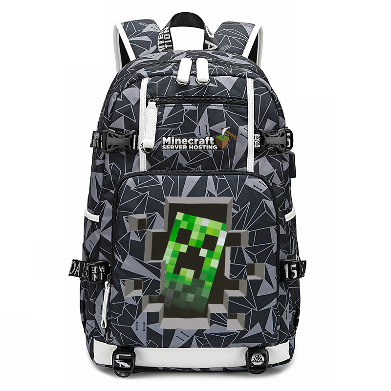 Cross border hot selling Minecraft game peripheral printed backpack outdoor large capacity travel bag Cross border hot selling Minecraft game peripheral printed backpack outdoor large capacity travel bag