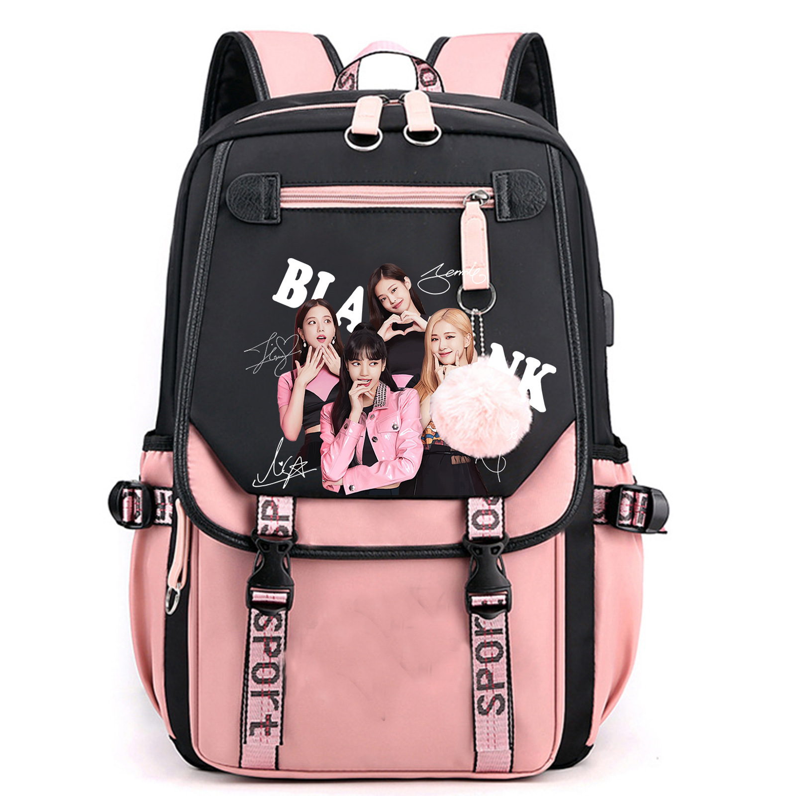 New backpack, Kim Ji soo, Park Choi young, Kim Jenny backpack, student USB backpack, large capacity travel bag