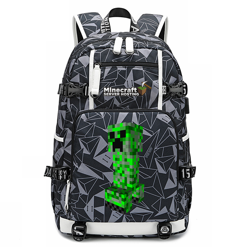 Cross border hot selling Minecraft game peripheral printed backpack outdoor large capacity travel bag Cross border hot selling Minecraft game peripheral printed backpack outdoor large capacity travel bag