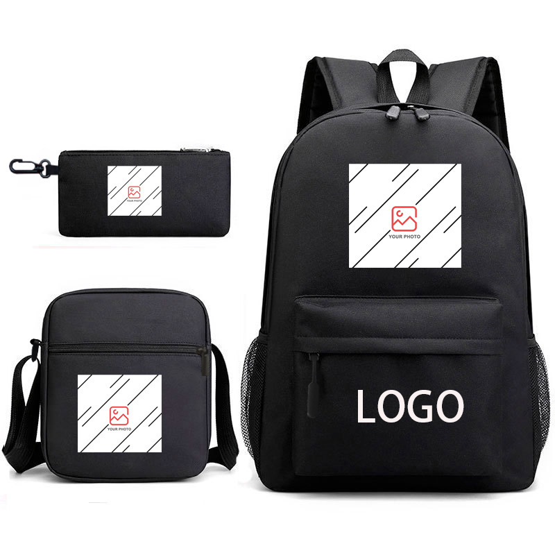 Spot wholesale hot stamping three piece set backpack cartoon peripheral printed backpack student shoulder bag pencil case formulated