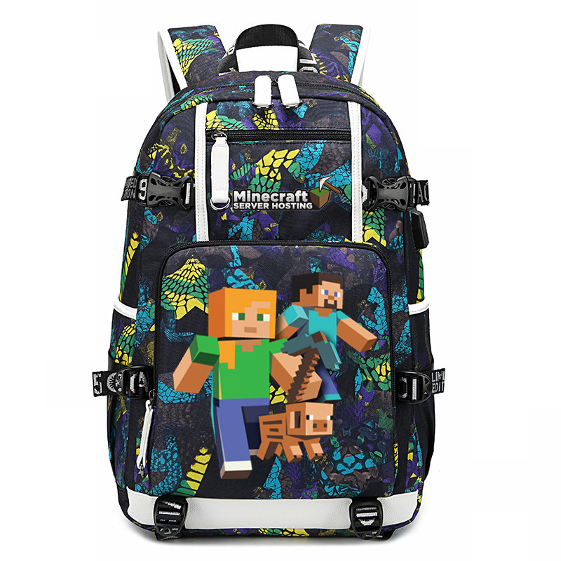 Cross border hot selling Minecraft game peripheral printed backpack outdoor large capacity travel bag Cross border hot selling Minecraft game peripheral printed backpack outdoor large capacity travel bag
