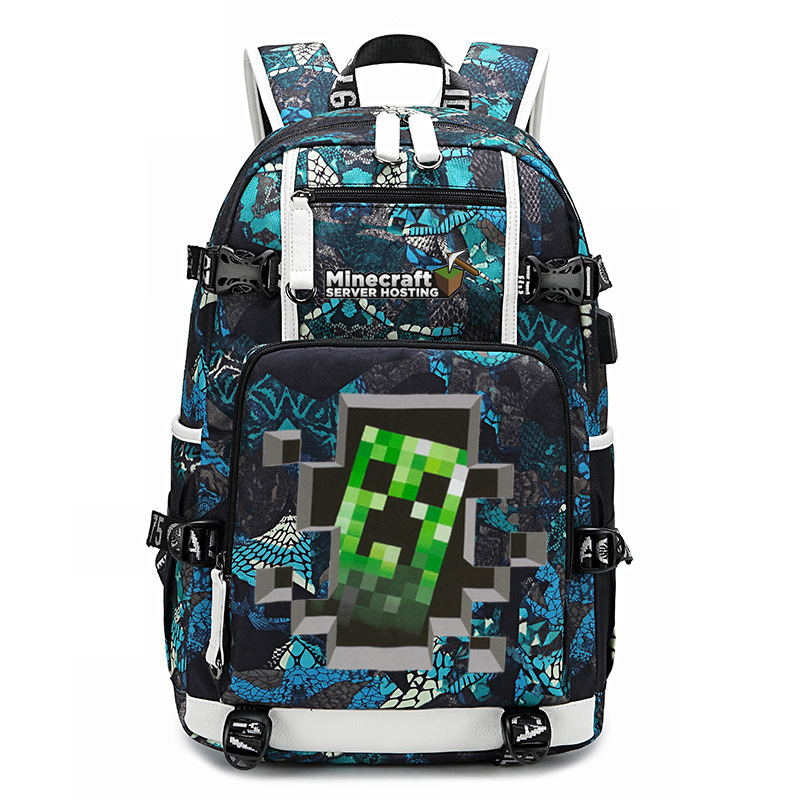 Cross border hot selling Minecraft game peripheral printed backpack outdoor large capacity travel bag Cross border hot selling Minecraft game peripheral printed backpack outdoor large capacity travel bag