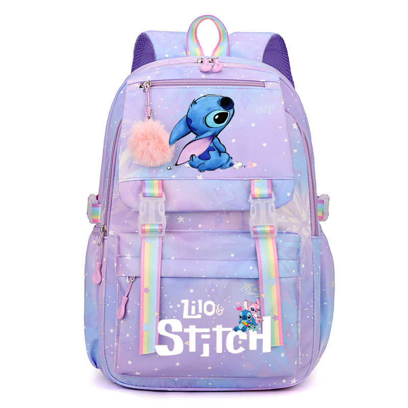 Stitch Stitch Stitch Student Backpack Large Capacity Backpack Rainbow Printed Cartoon Outdoor Backpack