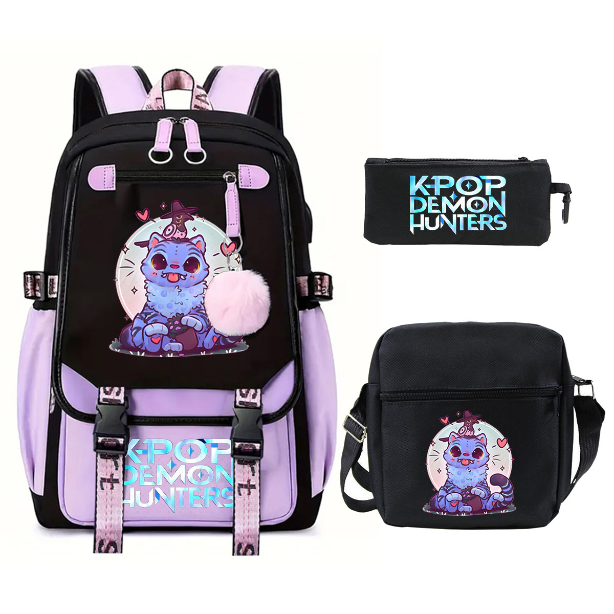 Witch Hunting Squad Printed Children's Fashion Backpack Cross border Large Capacity Casual Backpack Set for Primary and Secondary School Students Witch Hunting Squad Printed Children's Fashion Backpack Cross border Large Capacity Casual Backpack Set for Primary and Secondary School Students