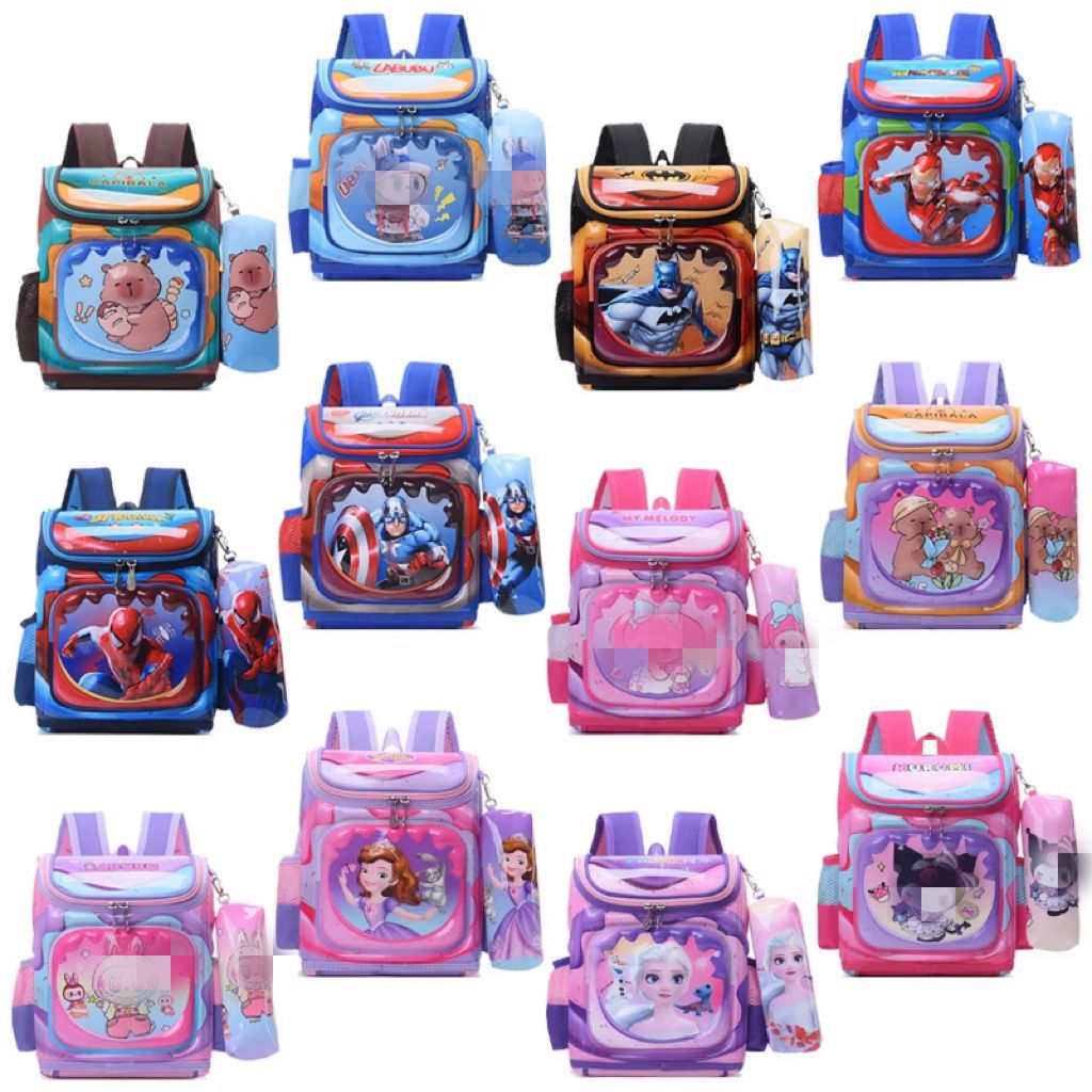 Cross border kindergarten backpack fully open shaped space bag 2.3.4 year old children's backpack two-piece set cute cartoon
