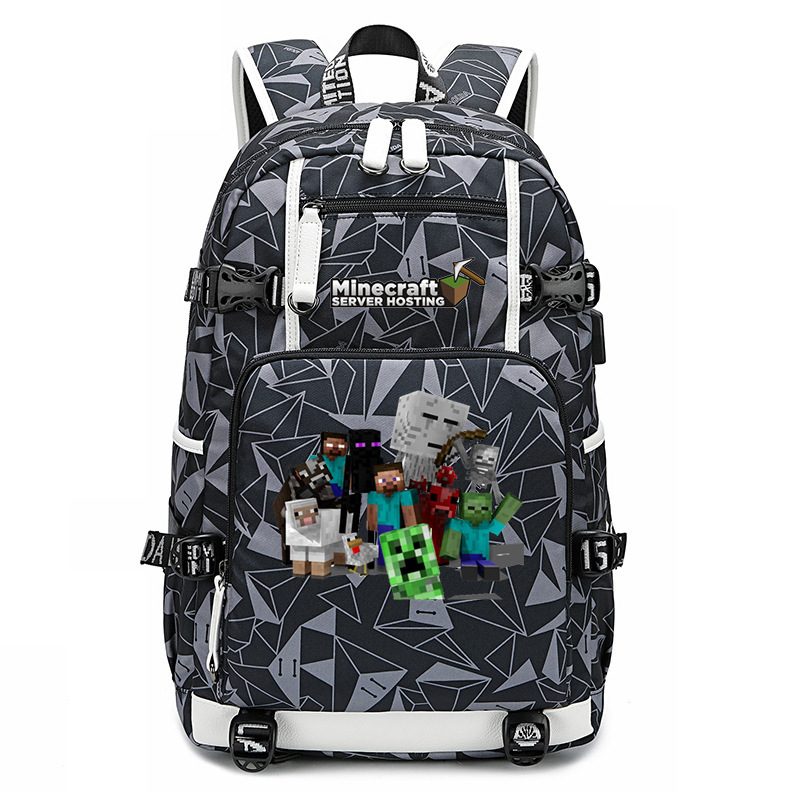 Cross border hot selling Minecraft game peripheral printed backpack outdoor large capacity travel bag Cross border hot selling Minecraft game peripheral printed backpack outdoor large capacity travel bag