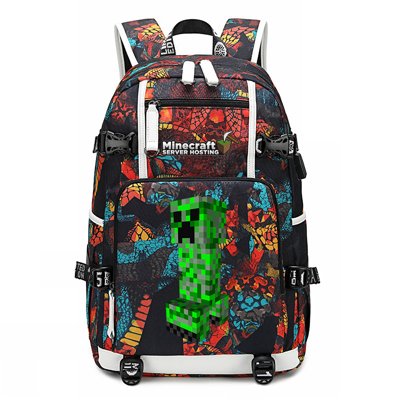 Cross border hot selling Minecraft game peripheral printed backpack outdoor large capacity travel bag Cross border hot selling Minecraft game peripheral printed backpack outdoor large capacity travel bag