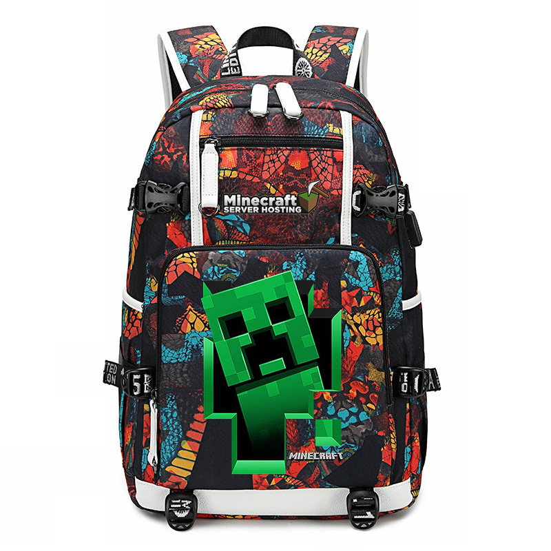 Cross border hot selling Minecraft game peripheral printed backpack outdoor large capacity travel bag Cross border hot selling Minecraft game peripheral printed backpack outdoor large capacity travel bag