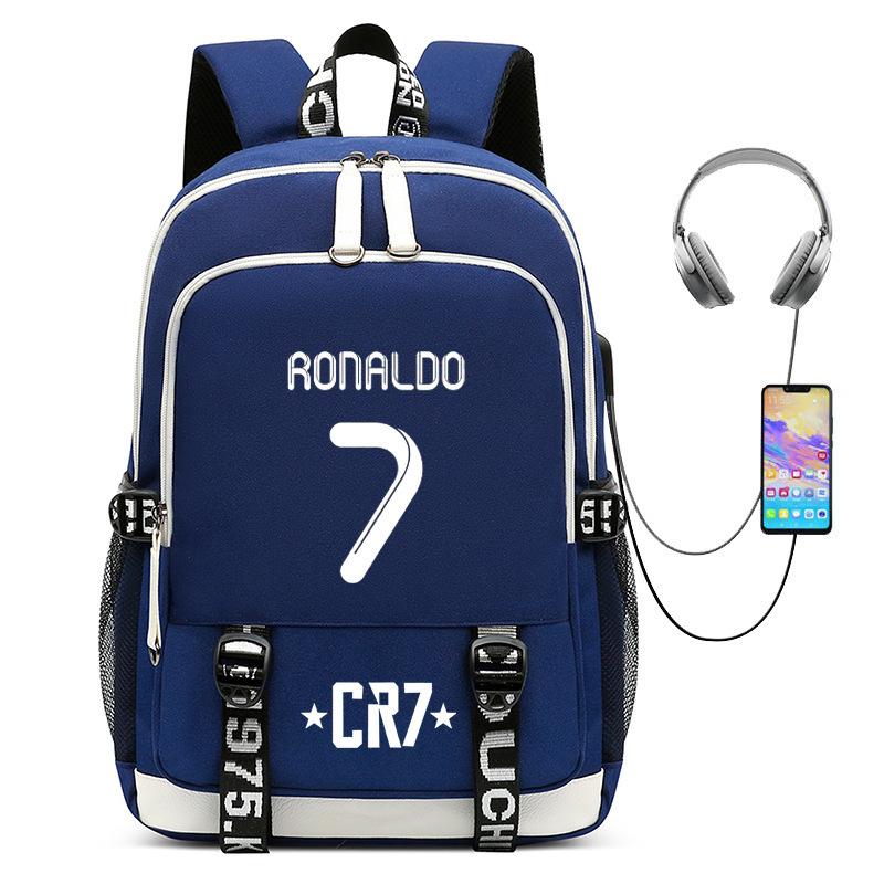Hot selling football star Cristiano Ronaldo collection for teenagers, primary and secondary school students, USB men's and women's casual backpacks Hot selling football star Cristiano Ronaldo collection for teenagers, primary and secondary school students, USB men's and women's casual backpacks