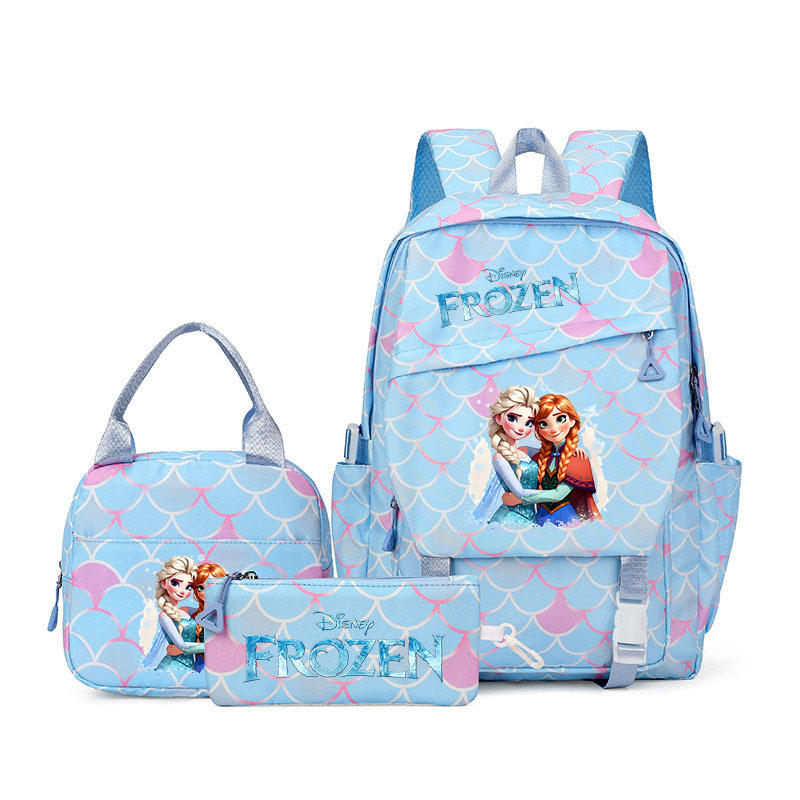 Cross border hot selling Ice and Snow Princess Elsa primary and secondary school backpack backpack three piece set backpack shoulder bag pencil case