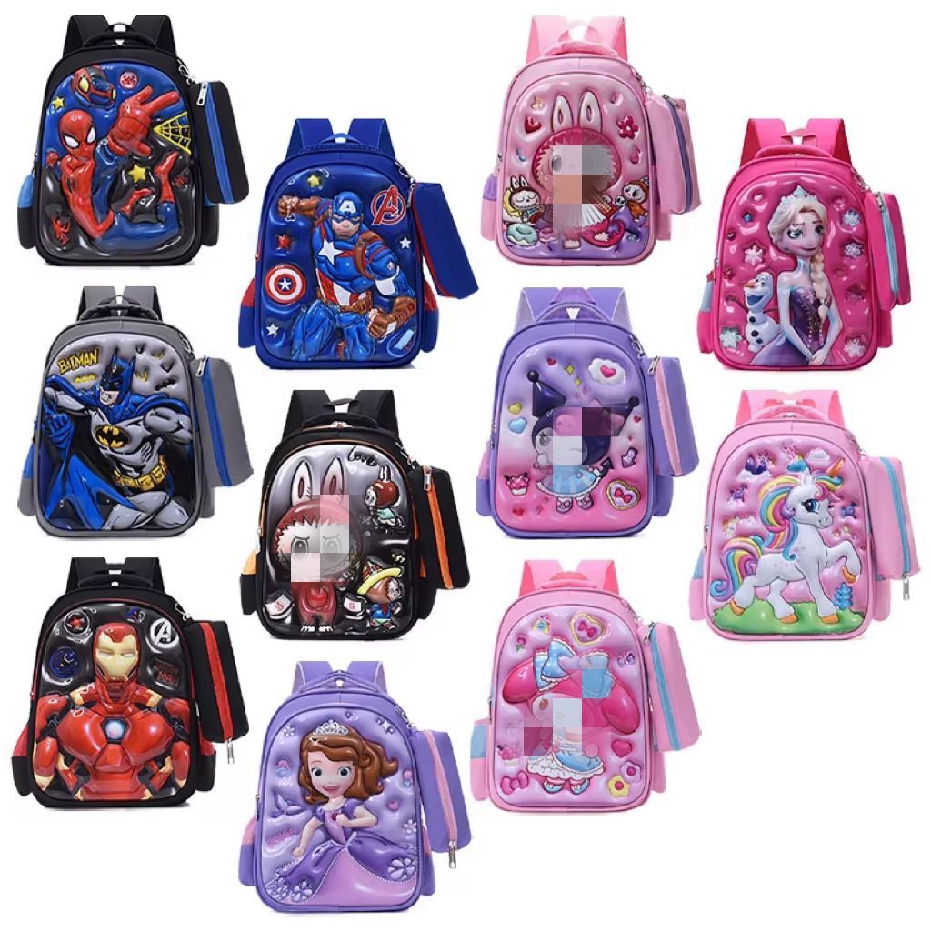 Foreign trade elementary school student backpack two-piece set 3D hard shell backpack for grades 1-3, cartoon bag, cross-border backpack