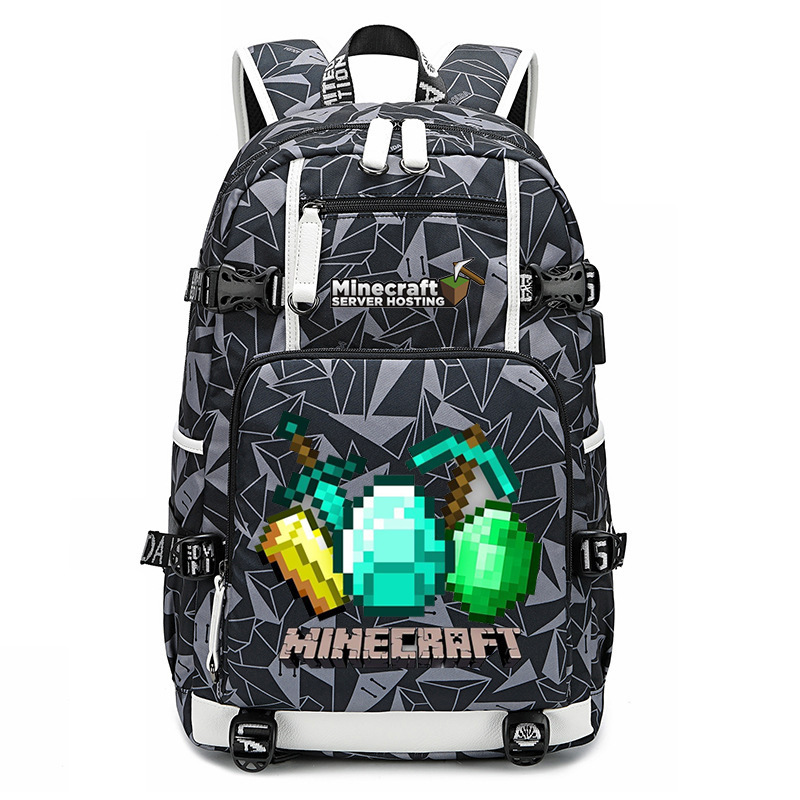 Cross border hot selling Minecraft game peripheral printed backpack outdoor large capacity travel bag Cross border hot selling Minecraft game peripheral printed backpack outdoor large capacity travel bag