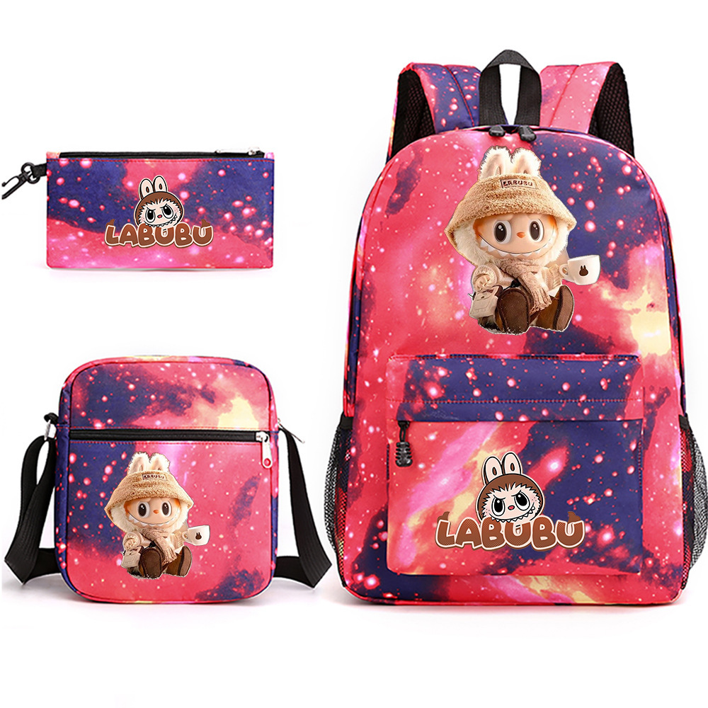 Cross border new hot selling Labubu peripheral printed student backpack backpack shoulder pencil case 3-piece set Cross border new hot selling Labubu peripheral printed student backpack backpack shoulder pencil case 3-piece set