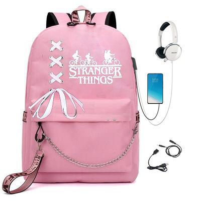 Cross border New American TV Series Stranger Story Backpack USB Charging Night Light Backpack for Middle School Students Cross border New American TV Series Stranger Story Backpack USB Charging Night Light Backpack for Middle School Students