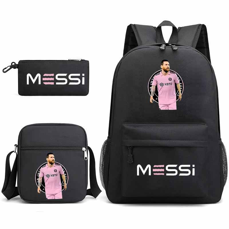 New Lionel Messi Printed Bag 3-Piece Pen Bag Shoulder Bag Backpack