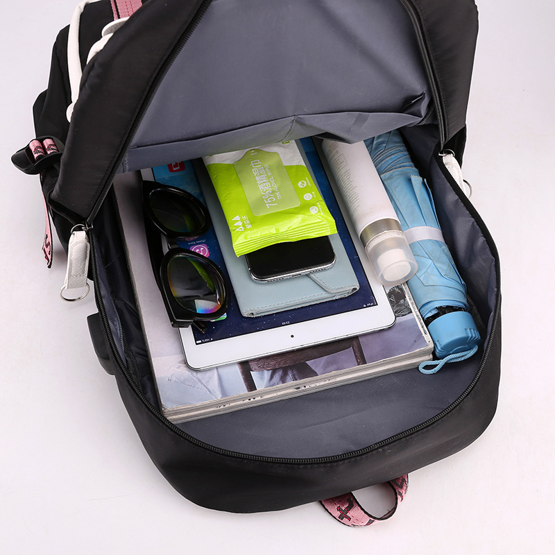 Japanese anime ghost extermination peripheral backpack, large capacity, teenage student backpack, USB interface computer bag, travel bag Japanese anime ghost extermination peripheral backpack, large capacity, teenage student backpack, USB interface computer bag, travel bag