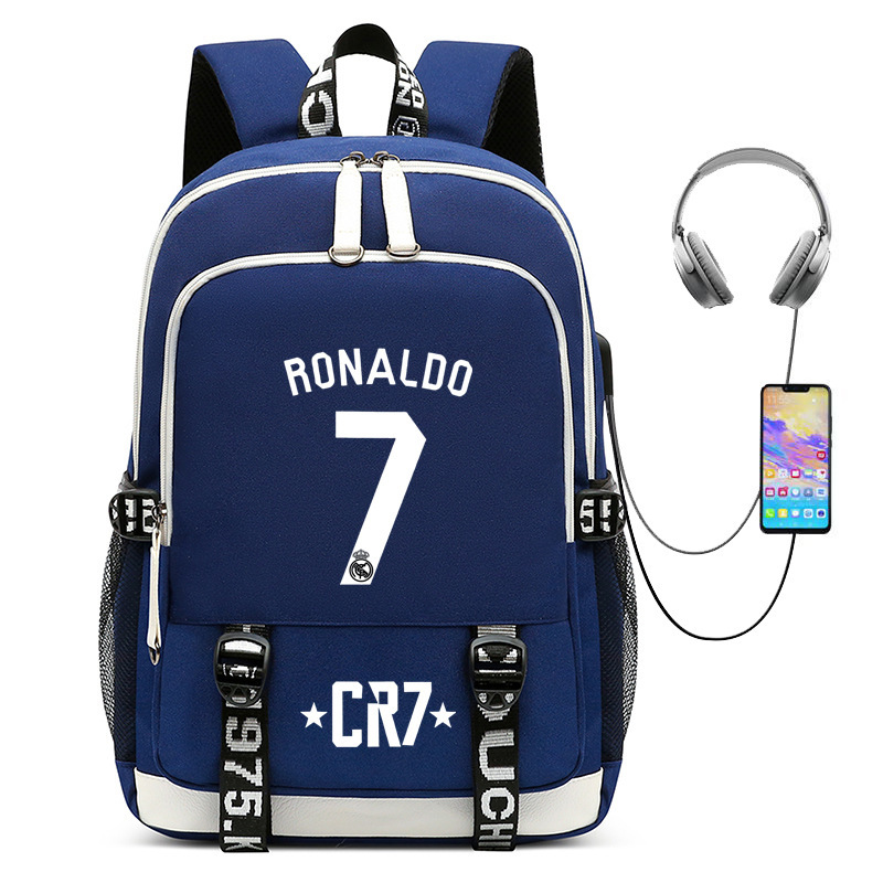 Hot selling football star Cristiano Ronaldo collection for teenagers, primary and secondary school students, USB men's and women's casual backpacks Hot selling football star Cristiano Ronaldo collection for teenagers, primary and secondary school students, USB men's and women's casual backpacks