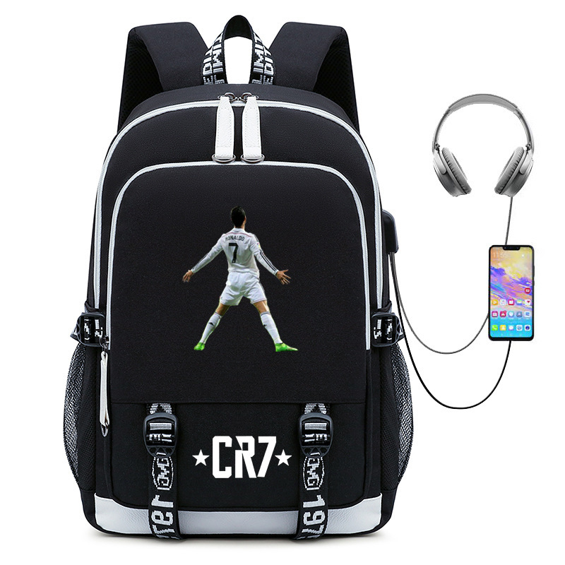 Hot selling football star Cristiano Ronaldo collection for teenagers, primary and secondary school students, USB men's and women's casual backpacks Hot selling football star Cristiano Ronaldo collection for teenagers, primary and secondary school students, USB men's and women's casual backpacks