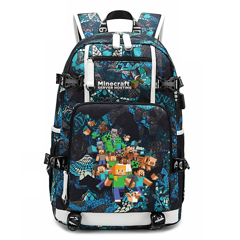 Cross border hot selling Minecraft game peripheral printed backpack outdoor large capacity travel bag Cross border hot selling Minecraft game peripheral printed backpack outdoor large capacity travel bag
