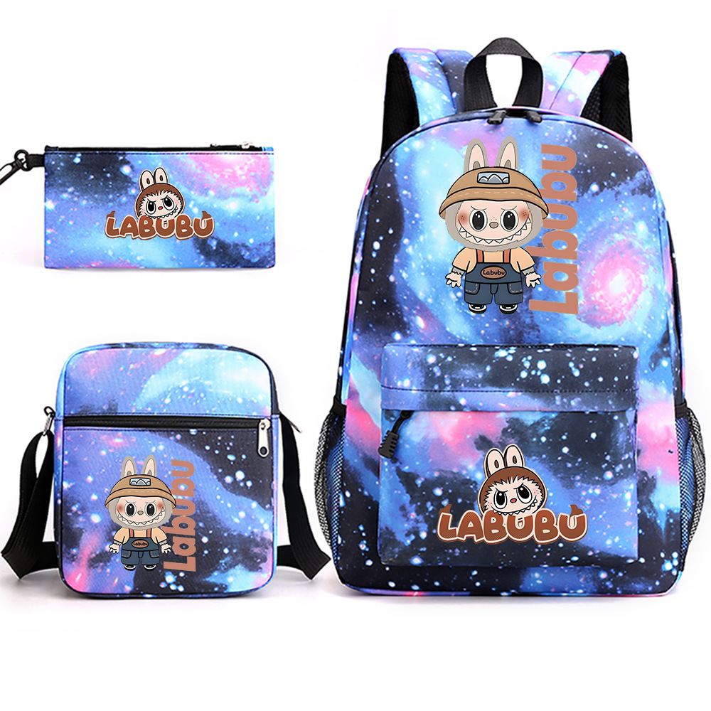 Cross border new hot selling Labubu peripheral printed student backpack backpack shoulder pencil case 3-piece set Cross border new hot selling Labubu peripheral printed student backpack backpack shoulder pencil case 3-piece set