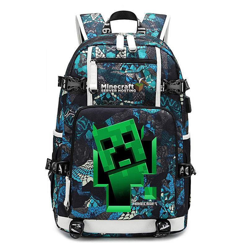 Cross border hot selling Minecraft game peripheral printed backpack outdoor large capacity travel bag Cross border hot selling Minecraft game peripheral printed backpack outdoor large capacity travel bag