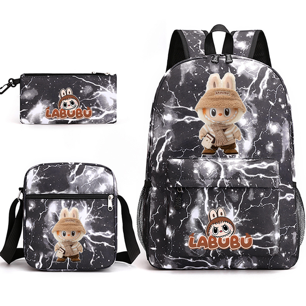 Cross border new hot selling Labubu peripheral printed student backpack backpack shoulder pencil case 3-piece set Cross border new hot selling Labubu peripheral printed student backpack backpack shoulder pencil case 3-piece set