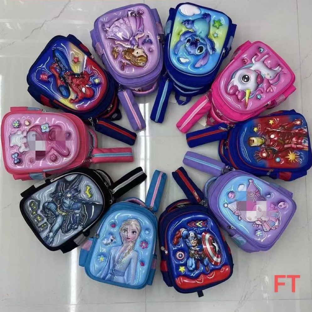 New Primary School Student Backpack Two Piece Set Foreign Trade PC Hard Case Backpack Cute Cartoon Backpack Cross border Student Backpack