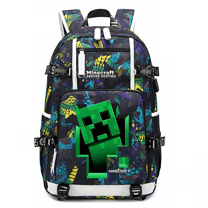 Cross border hot selling Minecraft game peripheral printed backpack outdoor large capacity travel bag Cross border hot selling Minecraft game peripheral printed backpack outdoor large capacity travel bag