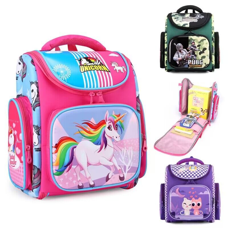 Foreign Trade Student Backpack Reducing Burden Hard Shell Backpack 2.3.4 Grade Elementary School Student Backpack Fully Open Space Bag Direct Sales