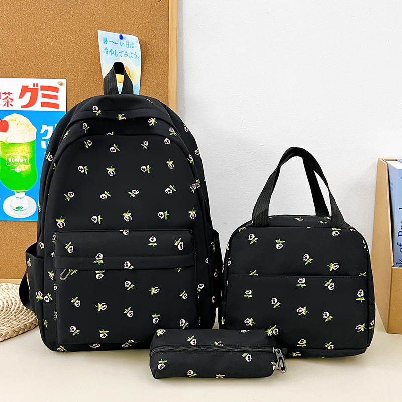 New large capacity student backpack three piece set, junior high school backpack lunch bag, foreign trade student backpack insulation bag