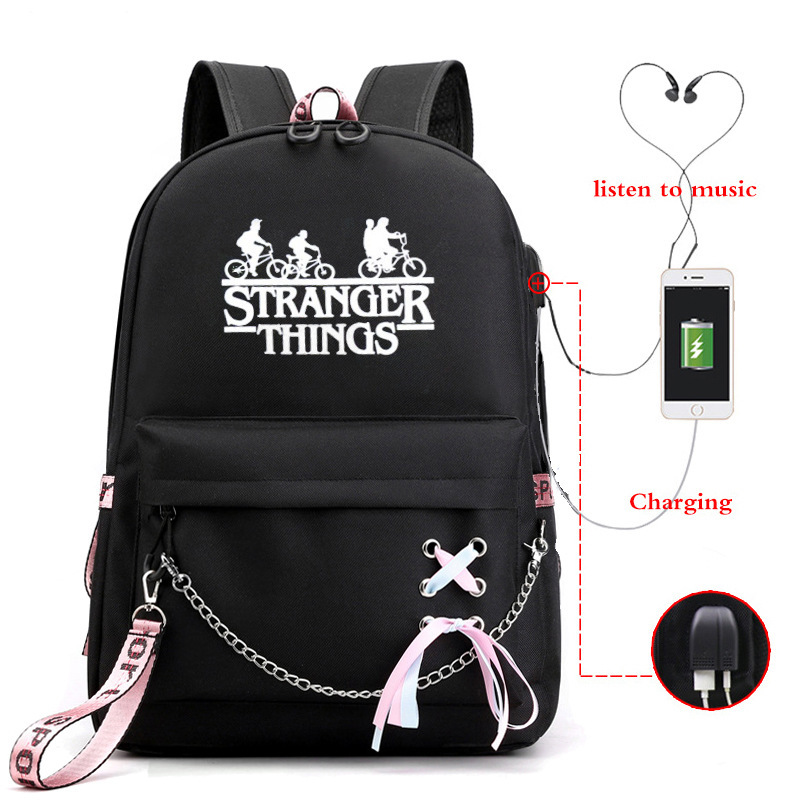 Cross border New American TV Series Stranger Story Backpack USB Charging Night Light Backpack for Middle School Students Cross border New American TV Series Stranger Story Backpack USB Charging Night Light Backpack for Middle School Students