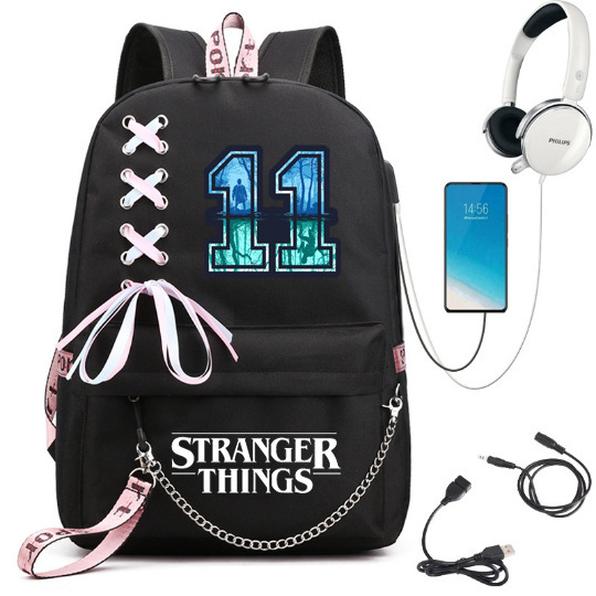 Cross border New American TV Series Stranger Story Backpack USB Charging Night Light Backpack for Middle School Students Cross border New American TV Series Stranger Story Backpack USB Charging Night Light Backpack for Middle School Students