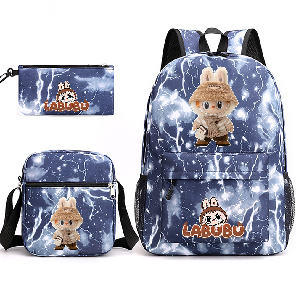 Cross border new hot selling Labubu peripheral printed student backpack backpack shoulder pencil case 3-piece set Cross border new hot selling Labubu peripheral printed student backpack backpack shoulder pencil case 3-piece set