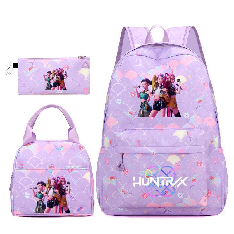 Monster Hunt Team's new student backpack and women's backpack three piece set, fashionable printing trend, Amazon cross-border foreign trade