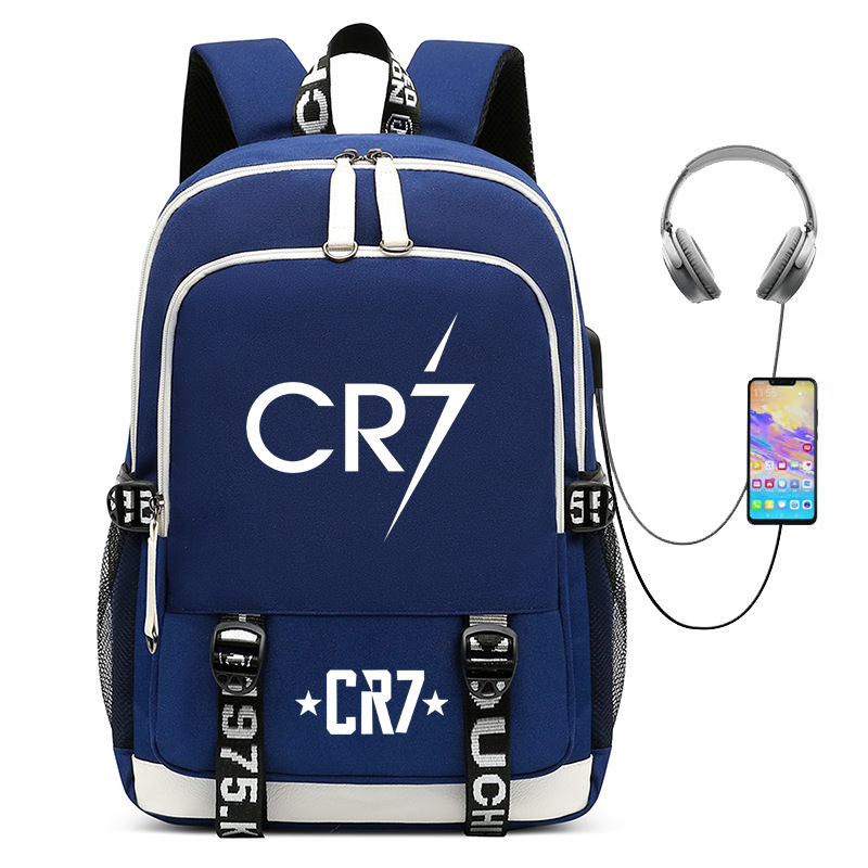 Hot selling football star Cristiano Ronaldo collection for teenagers, primary and secondary school students, USB men's and women's casual backpacks Hot selling football star Cristiano Ronaldo collection for teenagers, primary and secondary school students, USB men's and women's casual backpacks