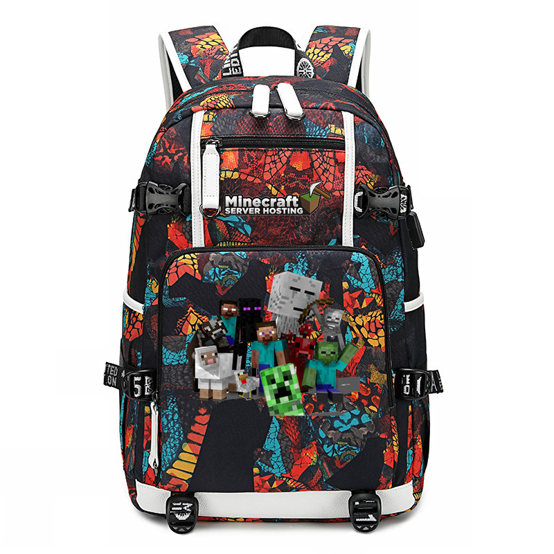Cross border hot selling Minecraft game peripheral printed backpack outdoor large capacity travel bag Cross border hot selling Minecraft game peripheral printed backpack outdoor large capacity travel bag