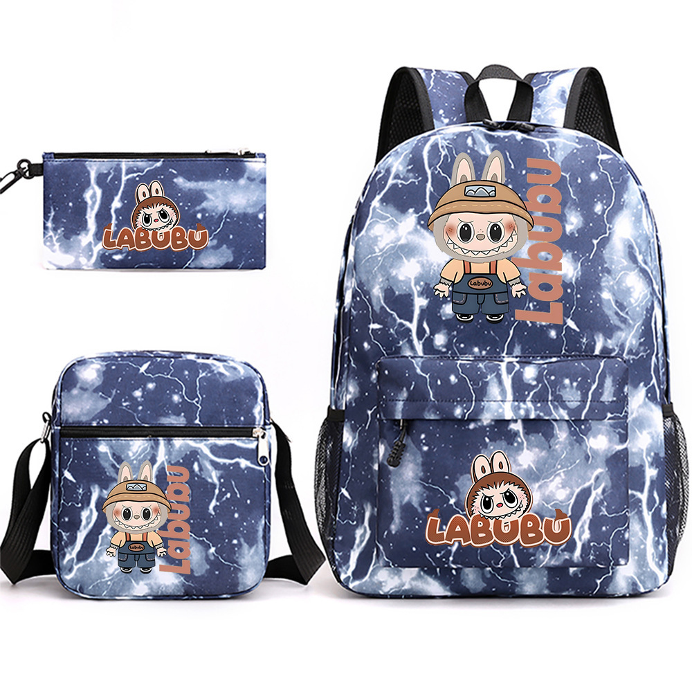 Cross border new hot selling Labubu peripheral printed student backpack backpack shoulder pencil case 3-piece set Cross border new hot selling Labubu peripheral printed student backpack backpack shoulder pencil case 3-piece set