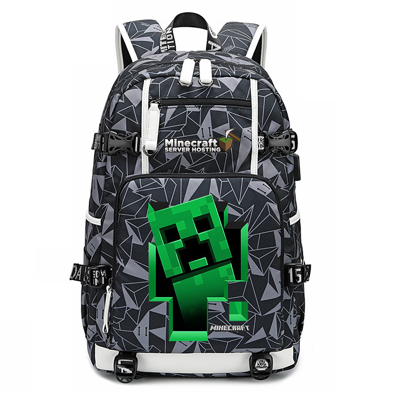 Cross border hot selling Minecraft game peripheral printed backpack outdoor large capacity travel bag Cross border hot selling Minecraft game peripheral printed backpack outdoor large capacity travel bag