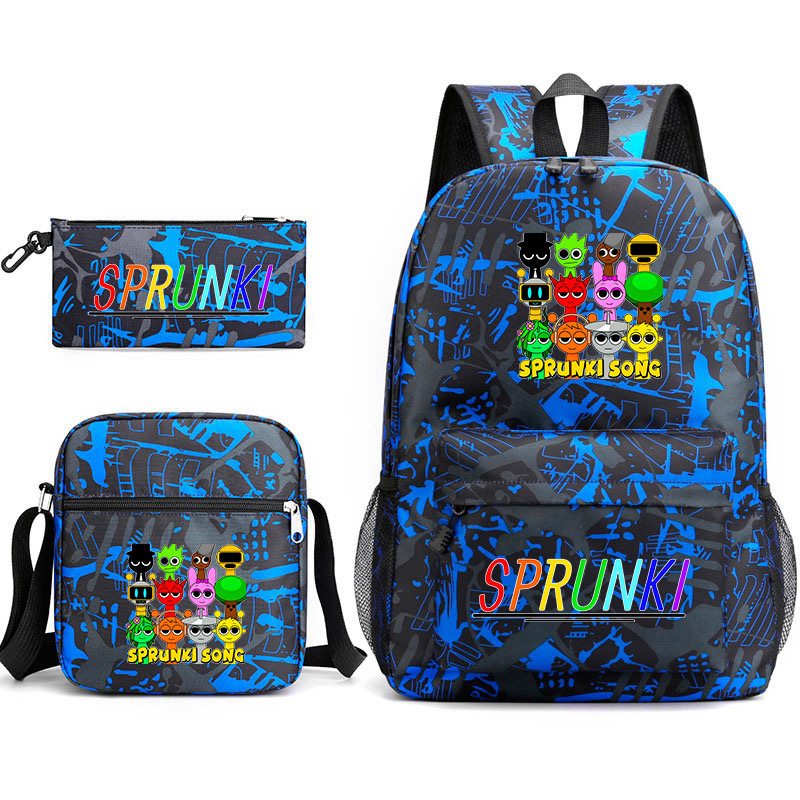 New rhythm box Spronki music game backpack, backpack, pencil case, three piece set, student hot stamping backpack