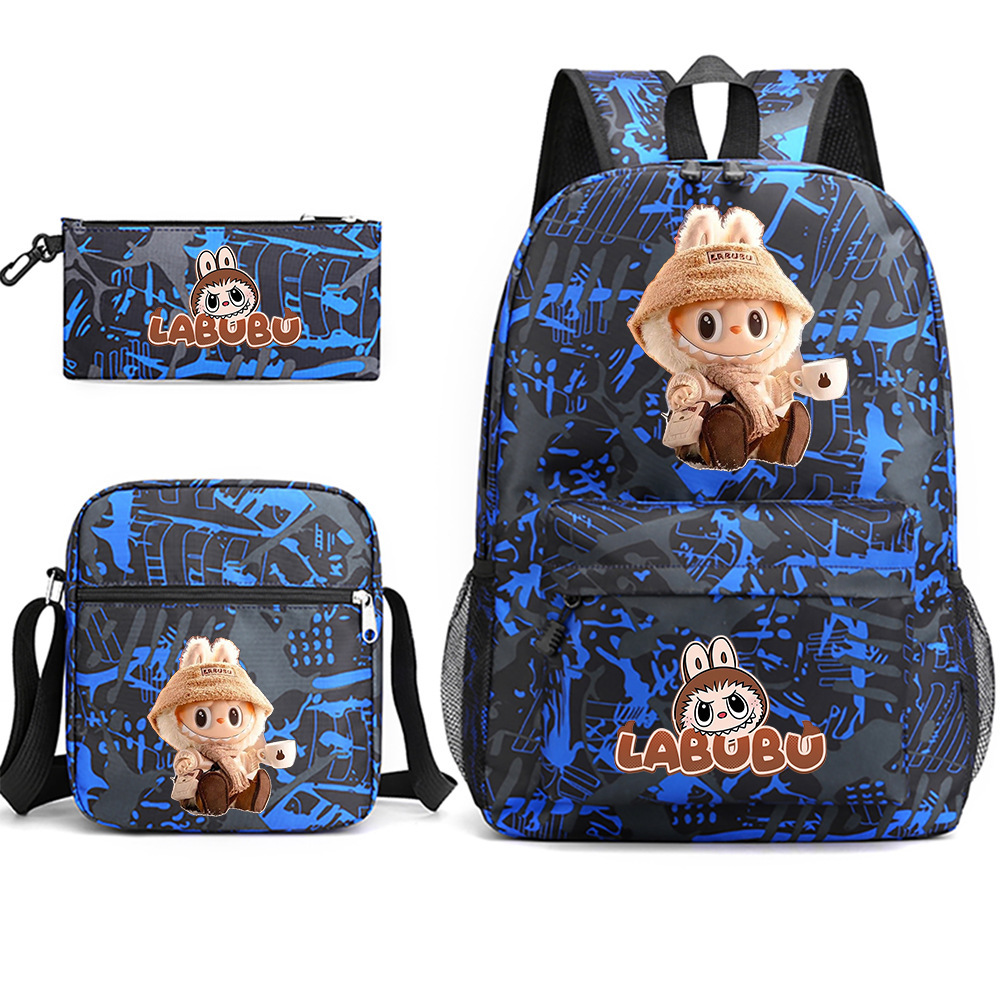 Cross border new hot selling Labubu peripheral printed student backpack backpack shoulder pencil case 3-piece set Cross border new hot selling Labubu peripheral printed student backpack backpack shoulder pencil case 3-piece set