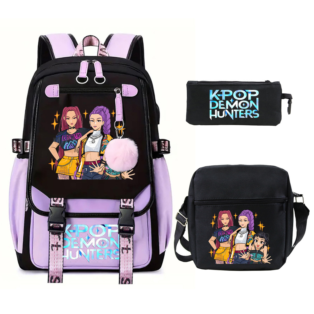 Witch Hunting Squad Printed Children's Fashion Backpack Cross border Large Capacity Casual Backpack Set for Primary and Secondary School Students Witch Hunting Squad Printed Children's Fashion Backpack Cross border Large Capacity Casual Backpack Set for Primary and Secondary School Students