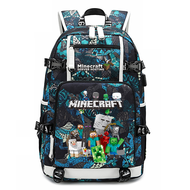 Cross border hot selling Minecraft game peripheral printed backpack outdoor large capacity travel bag Cross border hot selling Minecraft game peripheral printed backpack outdoor large capacity travel bag