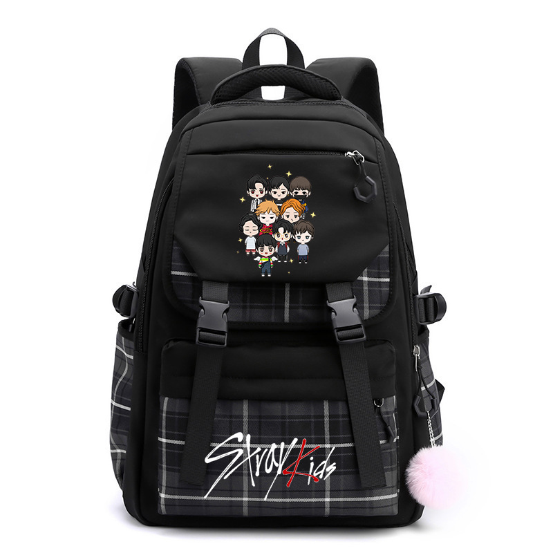 Cross border Stray Kids combination peripheral printed Korean version backpack, college style casual versatile student backpack Cross border Stray Kids combination peripheral printed Korean version backpack, college style casual versatile student backpack